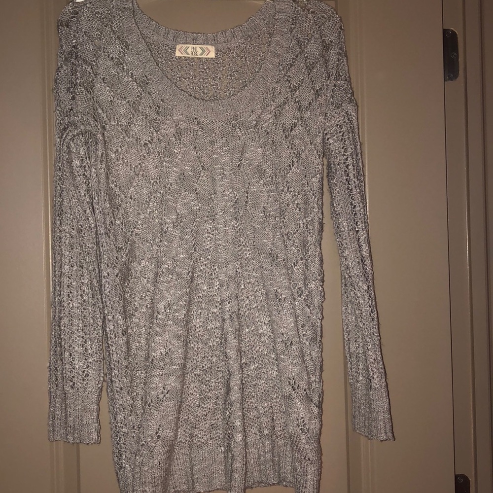 Grey pink rose sweater